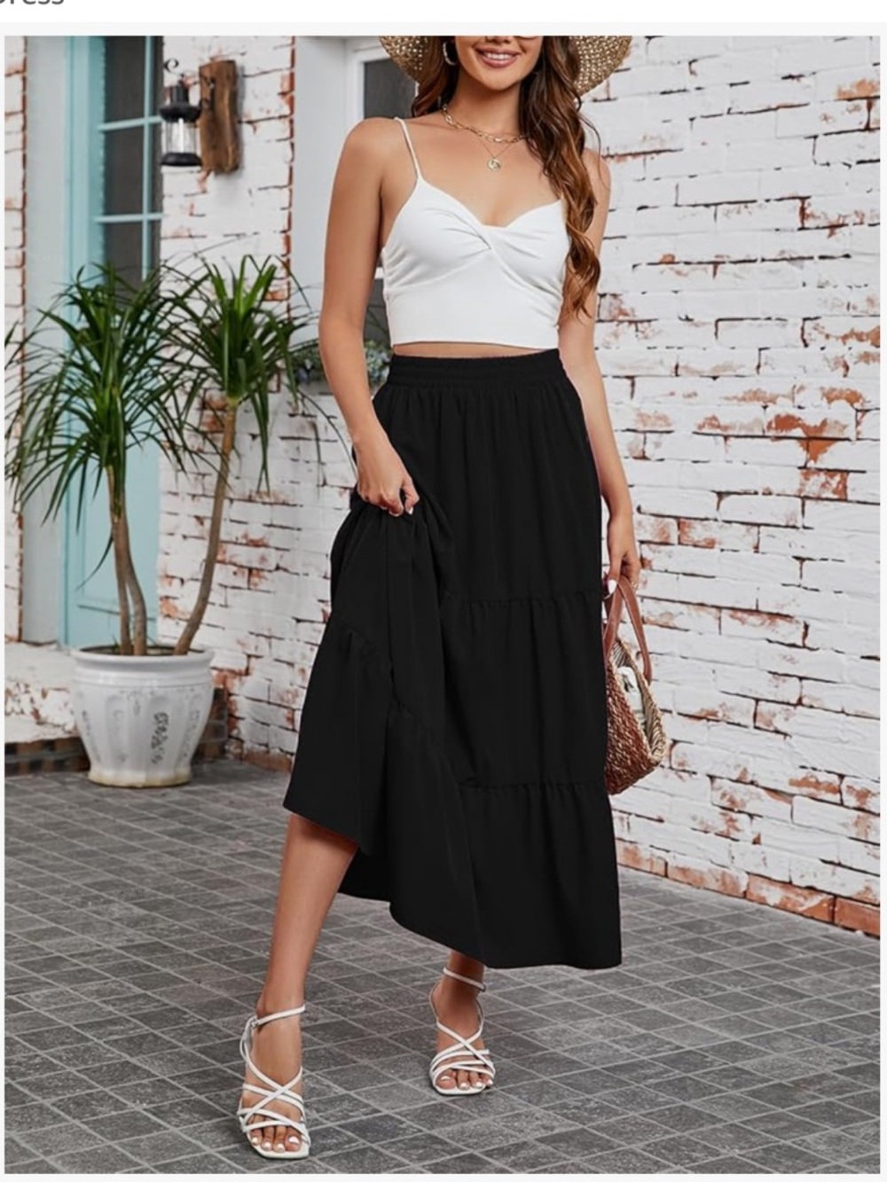 NWT Women’s Black Tiered High Waist Summer Maxi Skirt with Pockets Size Small - Picture 3 of 12
